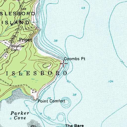 Topographic Map of Coombs Point, ME