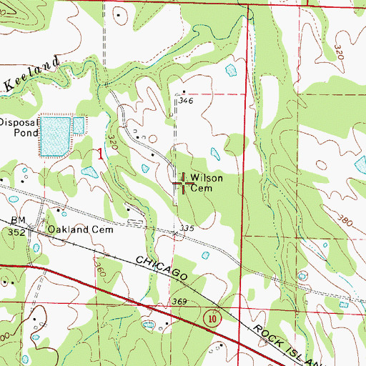 Topographic Map of Wilson Cemetery, AR