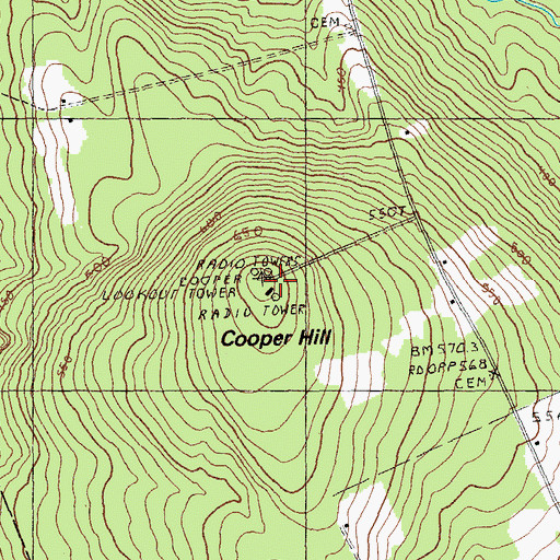 Topographic Map of Cooper Hill, ME