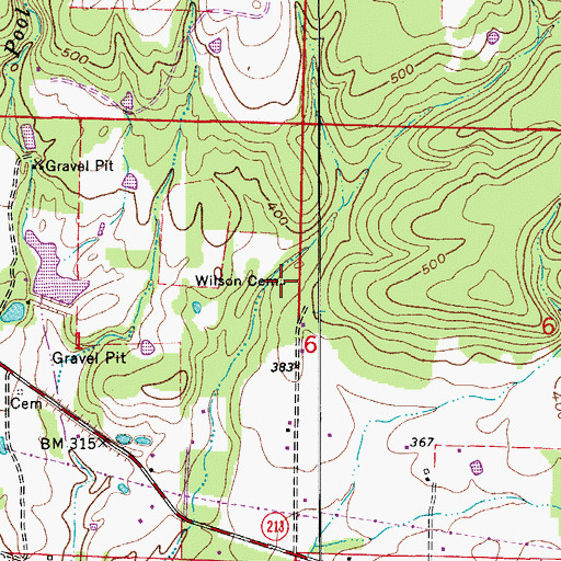Topographic Map of Wilson Cemetery, AR