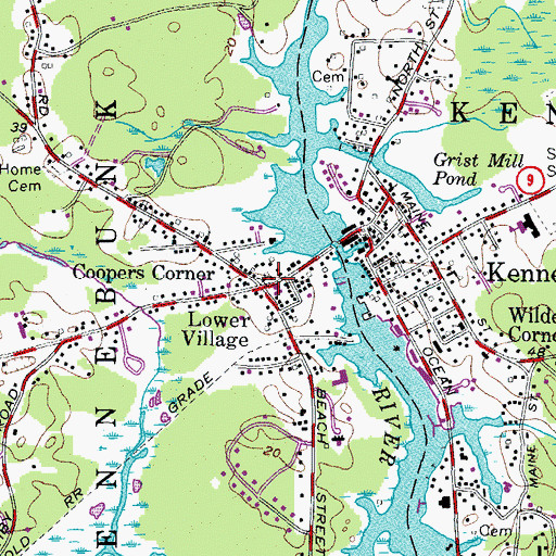 Topographic Map of Coopers Corner, ME