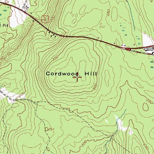 Topographic Map of Cordwood Hill, ME