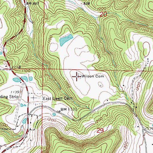 Topographic Map of Wilson Cemetery, AR