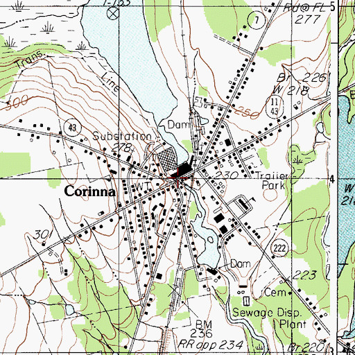 Topographic Map of Corinna, ME