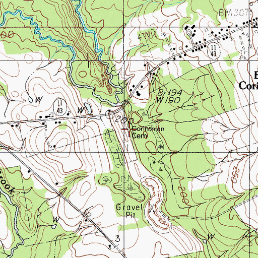 Topographic Map of Corinthian Cemetery, ME