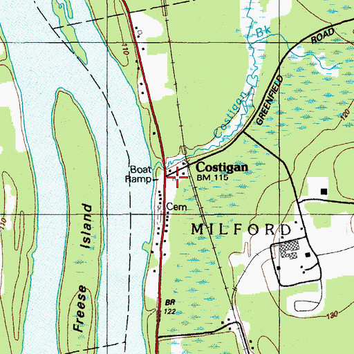 Topographic Map of Costigan, ME