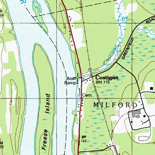 Topographic Map of Costigan Brook, ME