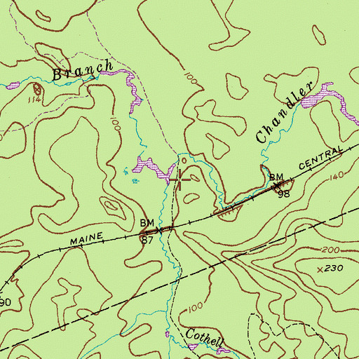 Topographic Map of Cothell Meadow Brook, ME