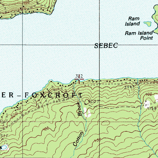 Topographic Map of Cotton Brook, ME