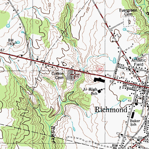 Topographic Map of Cotton Cemetery, ME