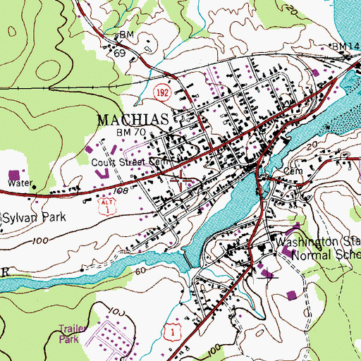 Topographic Map of Court Street Cemetery, ME