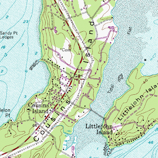 Topographic Map of Cousins Island, ME