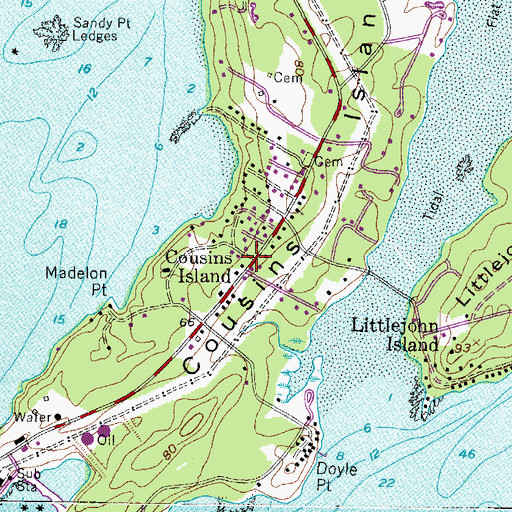 Topographic Map of Cousins Island, ME