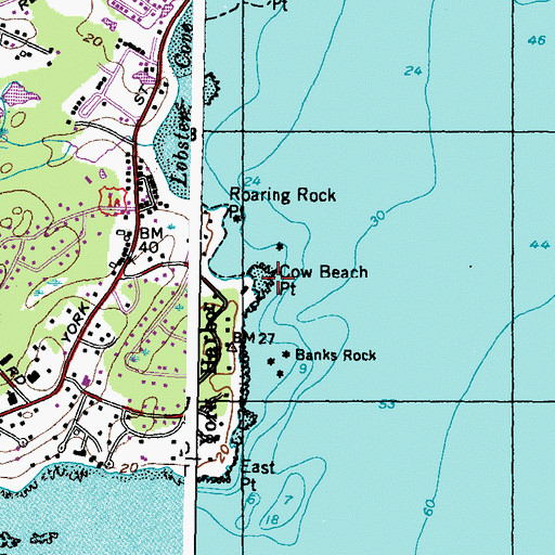 Topographic Map of Cow Beach Point, ME