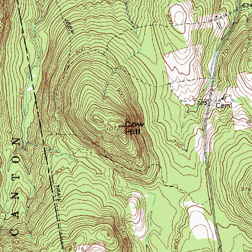 Topographic Map of Cow Hill, ME