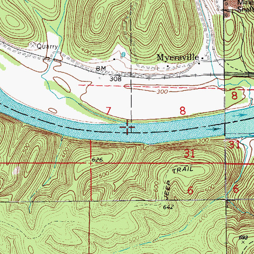 Topographic Map of Wilson Creek, AR