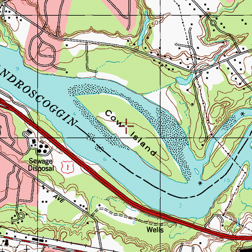 Topographic Map of Cow Island, ME