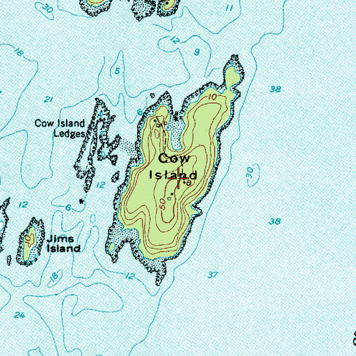 Topographic Map of Cow Island, ME