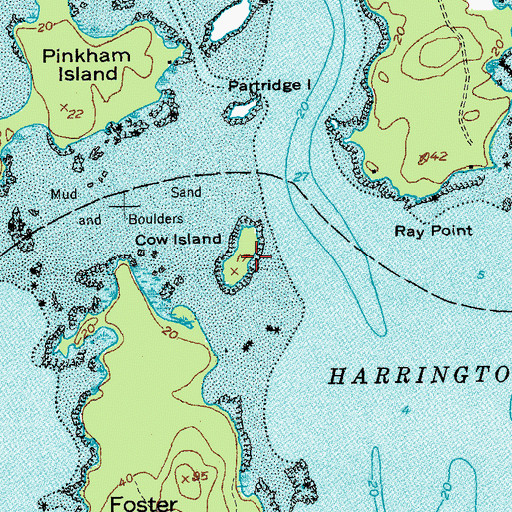 Topographic Map of Cow Island, ME