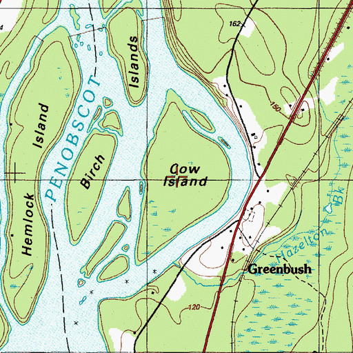 Topographic Map of Cow Island, ME