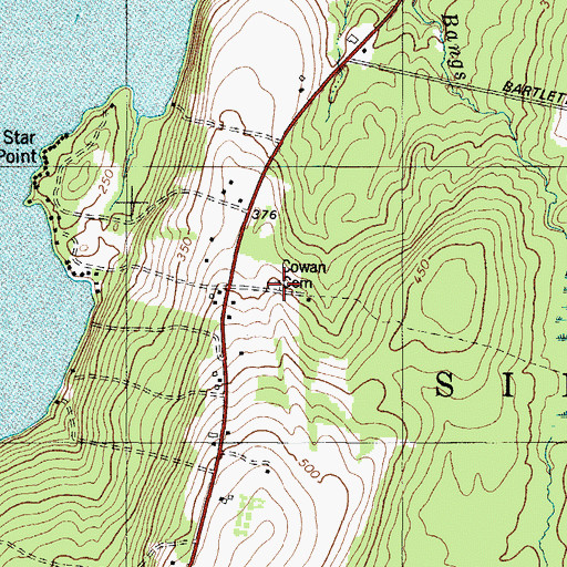 Topographic Map of Cowan Cemetery, ME