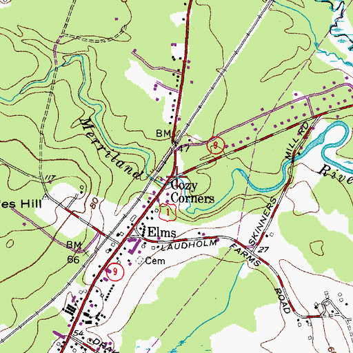 Topographic Map of Cozy Corners, ME