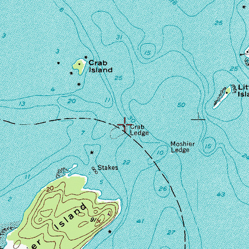 Topographic Map of Crab Ledge, ME
