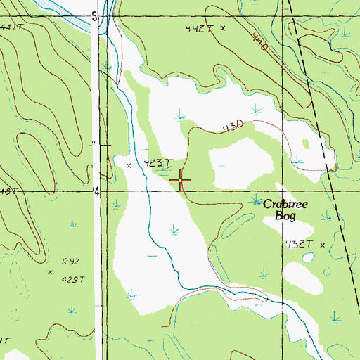 Topographic Map of Crabtree Bog, ME