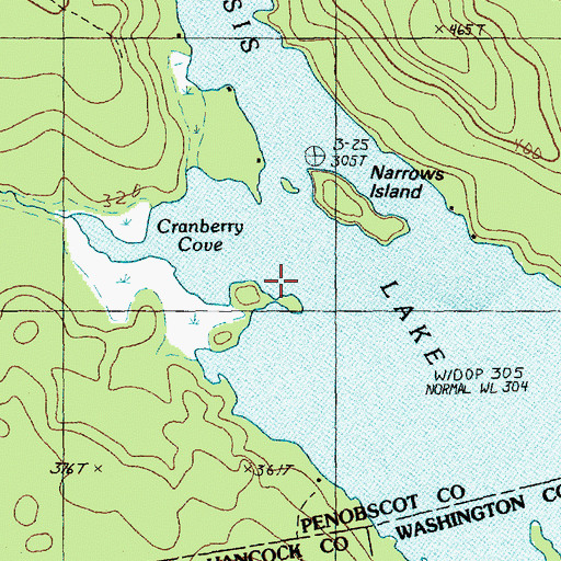 Topographic Map of Cranberry Cove, ME
