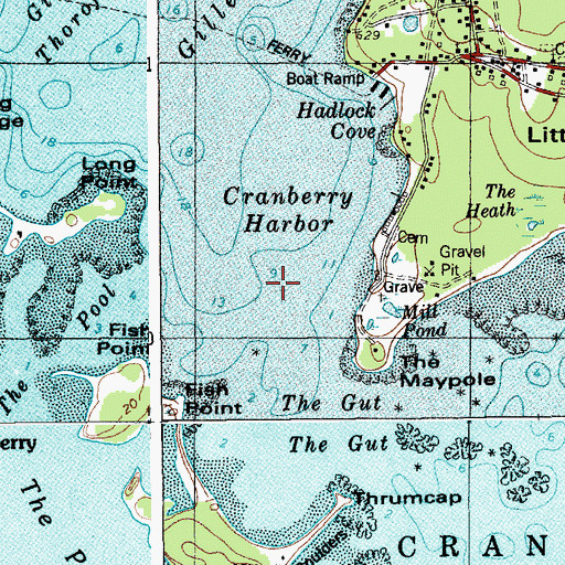 Topographic Map of Cranberry Harbor, ME