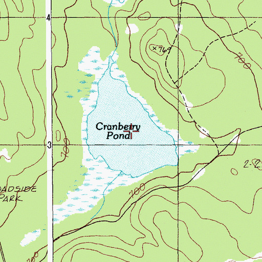 Topographic Map of Cranberry Pond, ME