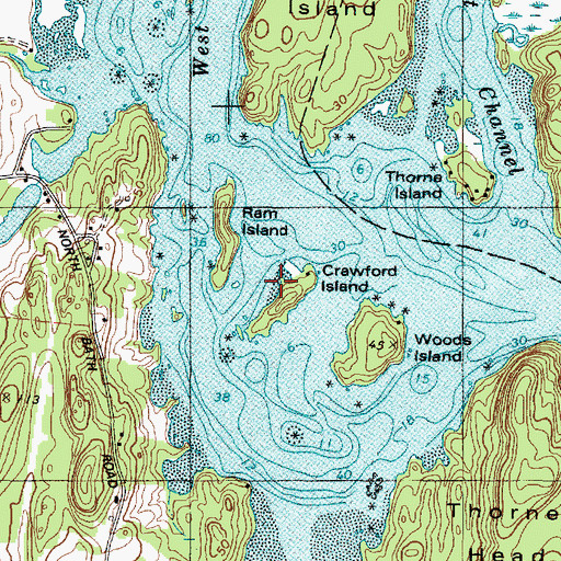 Topographic Map of Crawford Island, ME