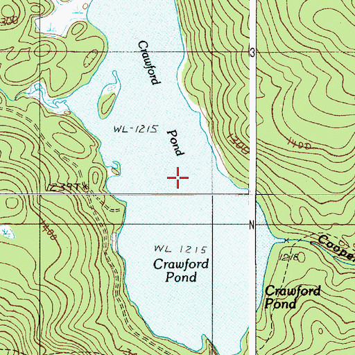 Topographic Map of Crawford Pond, ME