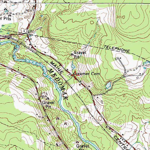 Topographic Map of Creamer Cemetery, ME