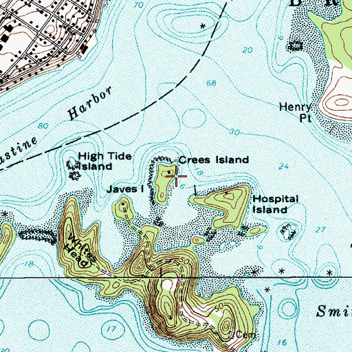Topographic Map of Hospital Island, ME