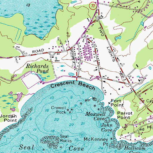 Topographic Map of Crescent Beach, ME