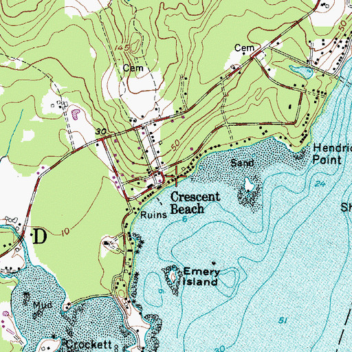 Topographic Map of Crescent Beach, ME