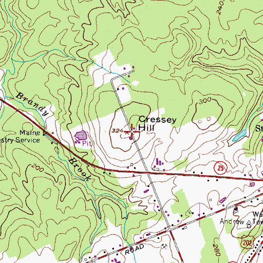 Topographic Map of Cressey Hill, ME