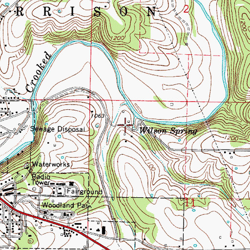 Topographic Map of Wilson Spring, AR