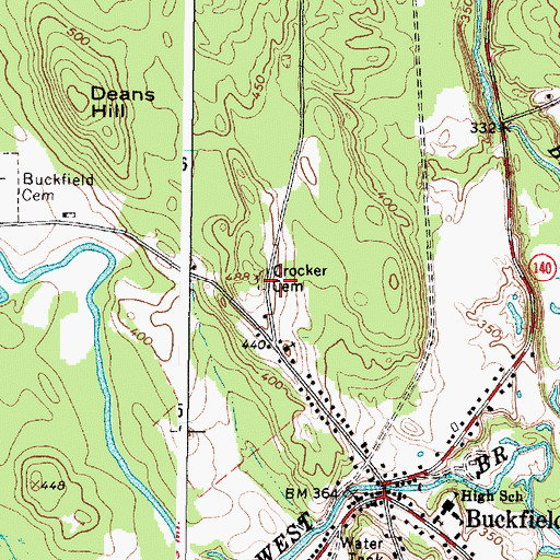 Topographic Map of Crocker Cemetery, ME