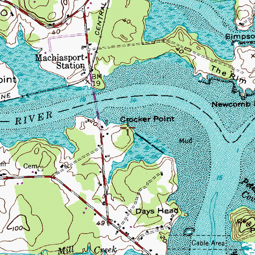 Topographic Map of Crocker Point, ME