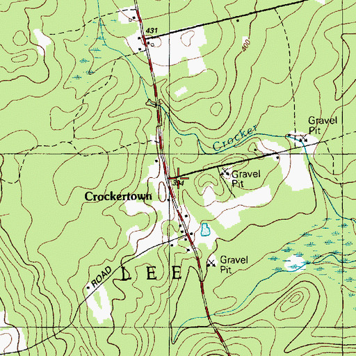 Topographic Map of Crockertown, ME