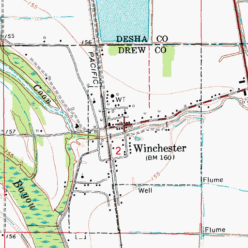 Topographic Map of Winchester, AR