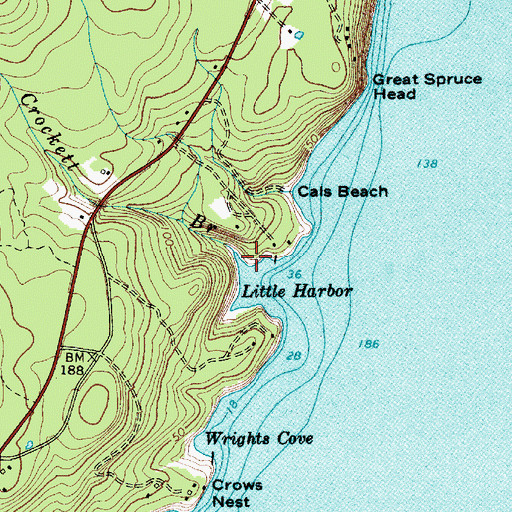 Topographic Map of Crockett Branch, ME