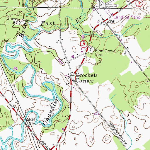 Topographic Map of Crockett Corner, ME