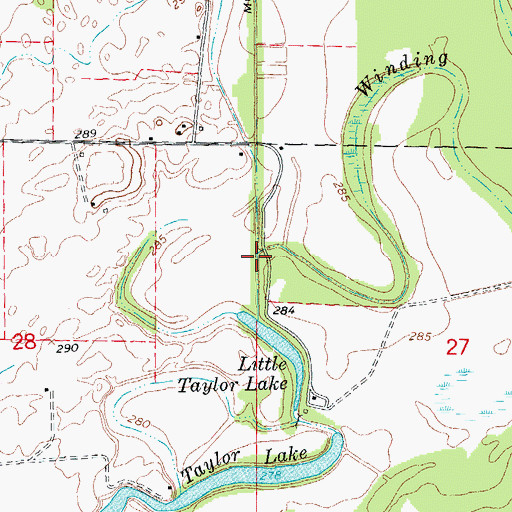 Topographic Map of Winding Slough, AR