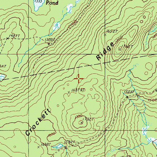 Topographic Map of Crockett Ridge, ME