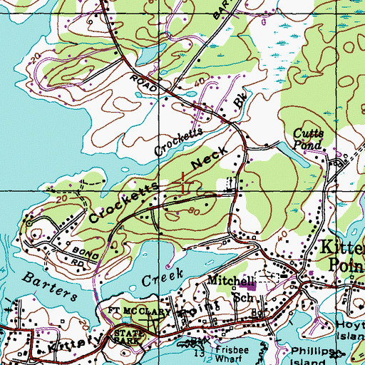 Topographic Map of Crocketts Neck, ME