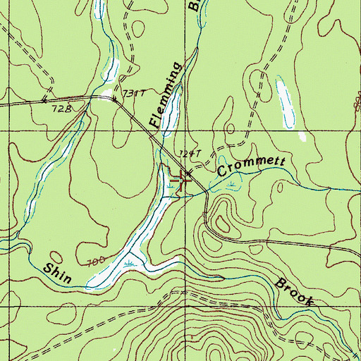 Topographic Map of Crommett Brook, ME