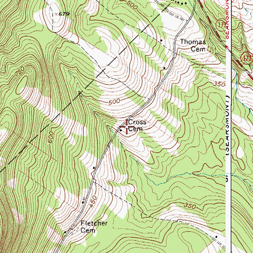 Topographic Map of Cross Cemetery, ME